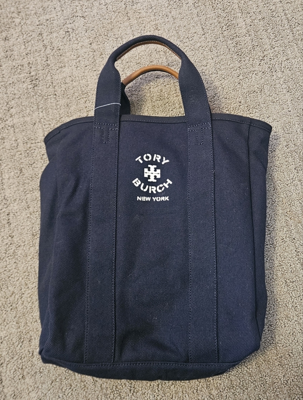Tory Burch Canvas Midnight Blue Navy Mercer tote - Picture 2 of 11